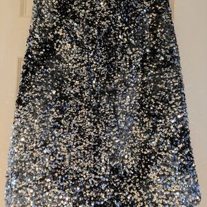 MaxMara Black and Silver Sequin A-Line Skirt